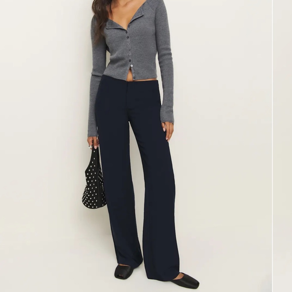 Reformation Navy Wide-Leg Trousers